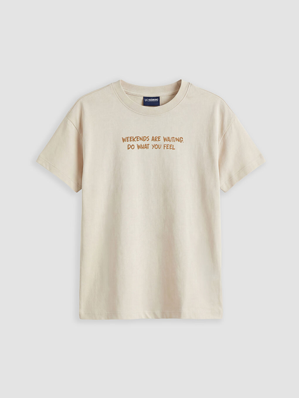 Bej Baskılı Erkek Çocuk Tişört