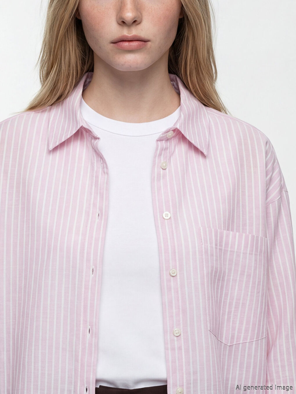 Striped Oversize Linen Blend Women's Shirt-2