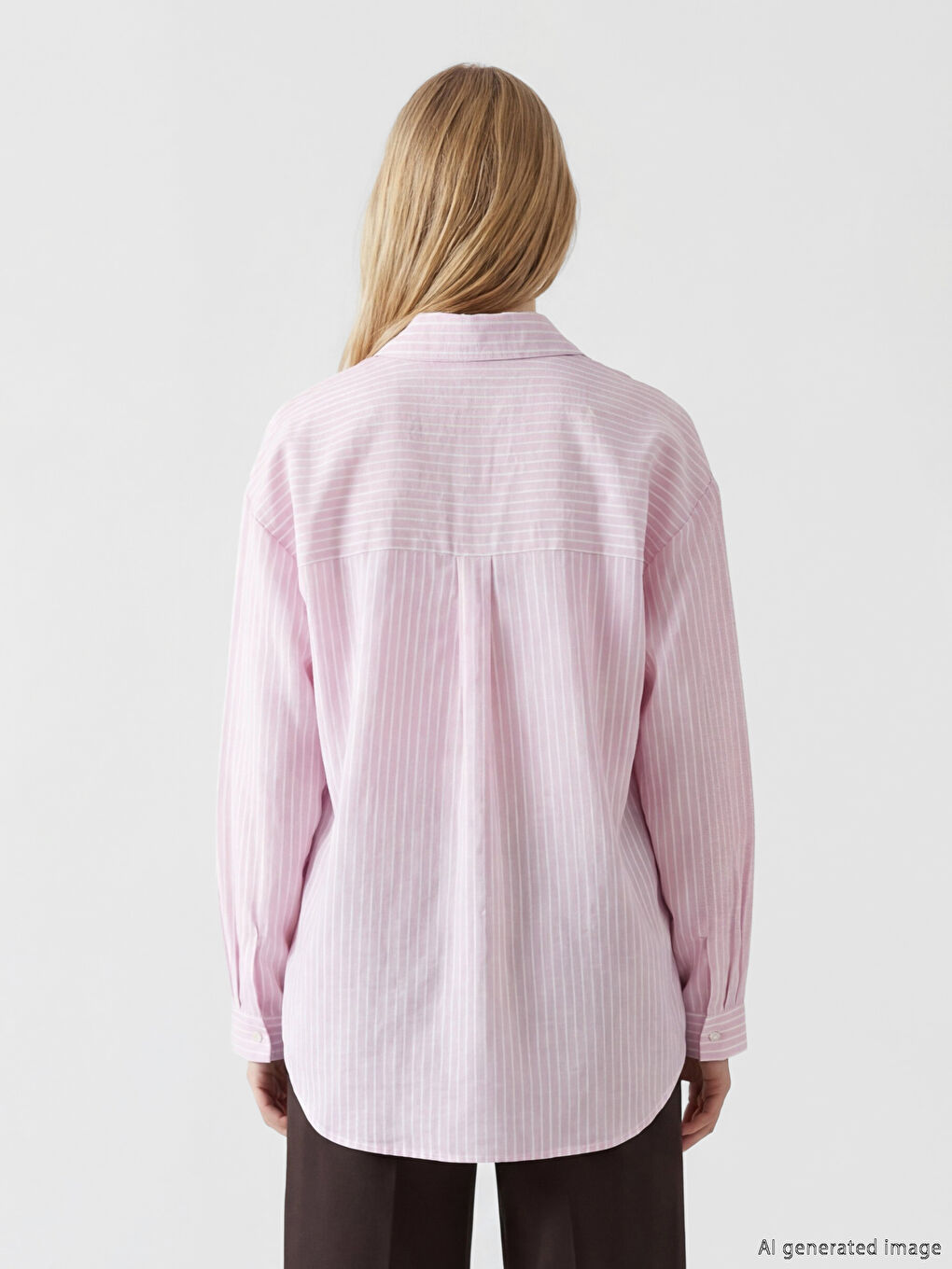 Striped Oversize Linen Blend Women's Shirt-3