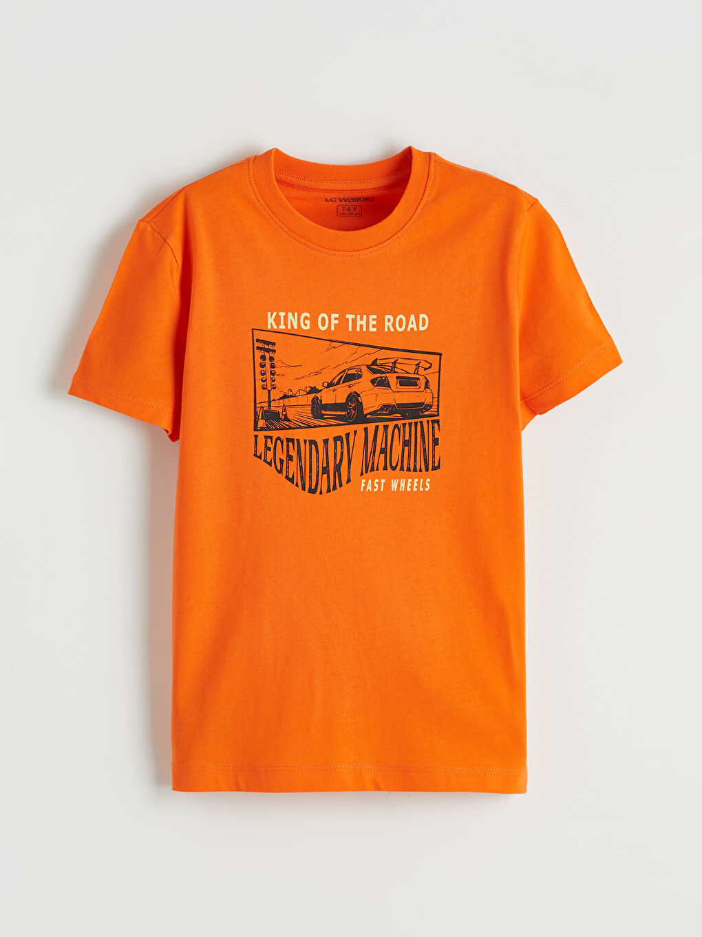 Turuncu Bisiklet Yaka Baskılı Erkek Çocuk Tişört