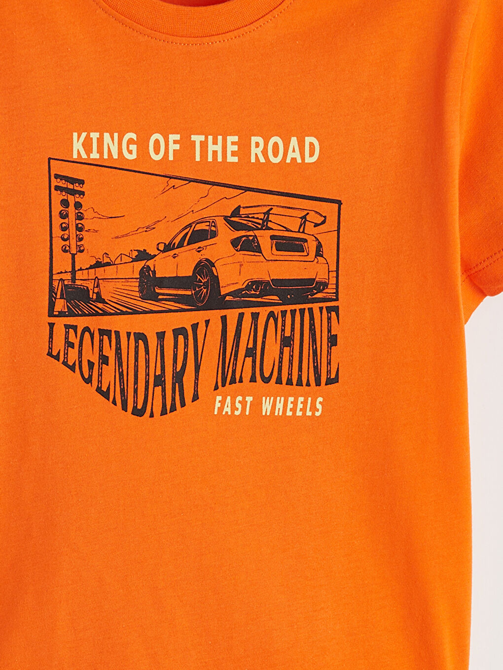 Turuncu Bisiklet Yaka Baskılı Erkek Çocuk Tişört-2