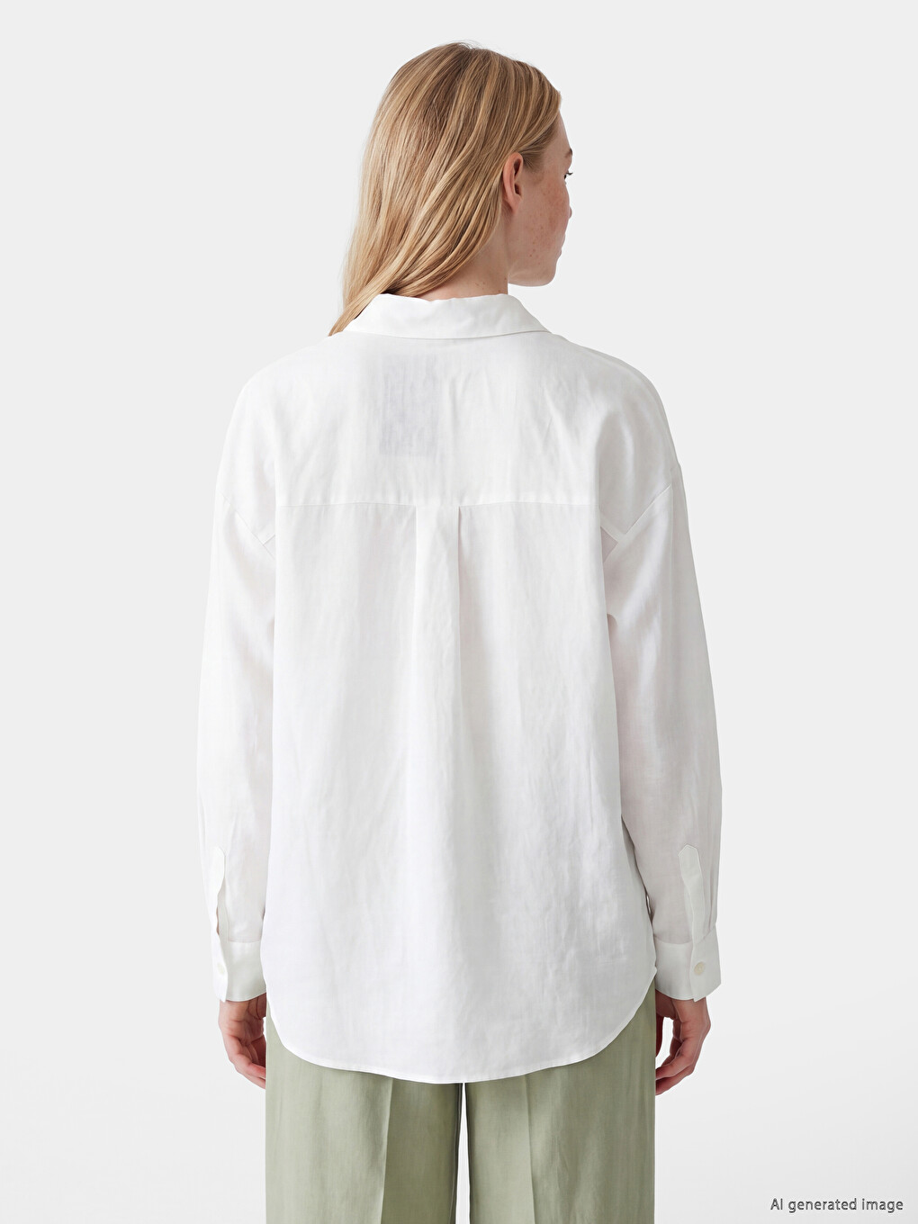Linen Blend Oversize Women's Shirt-3