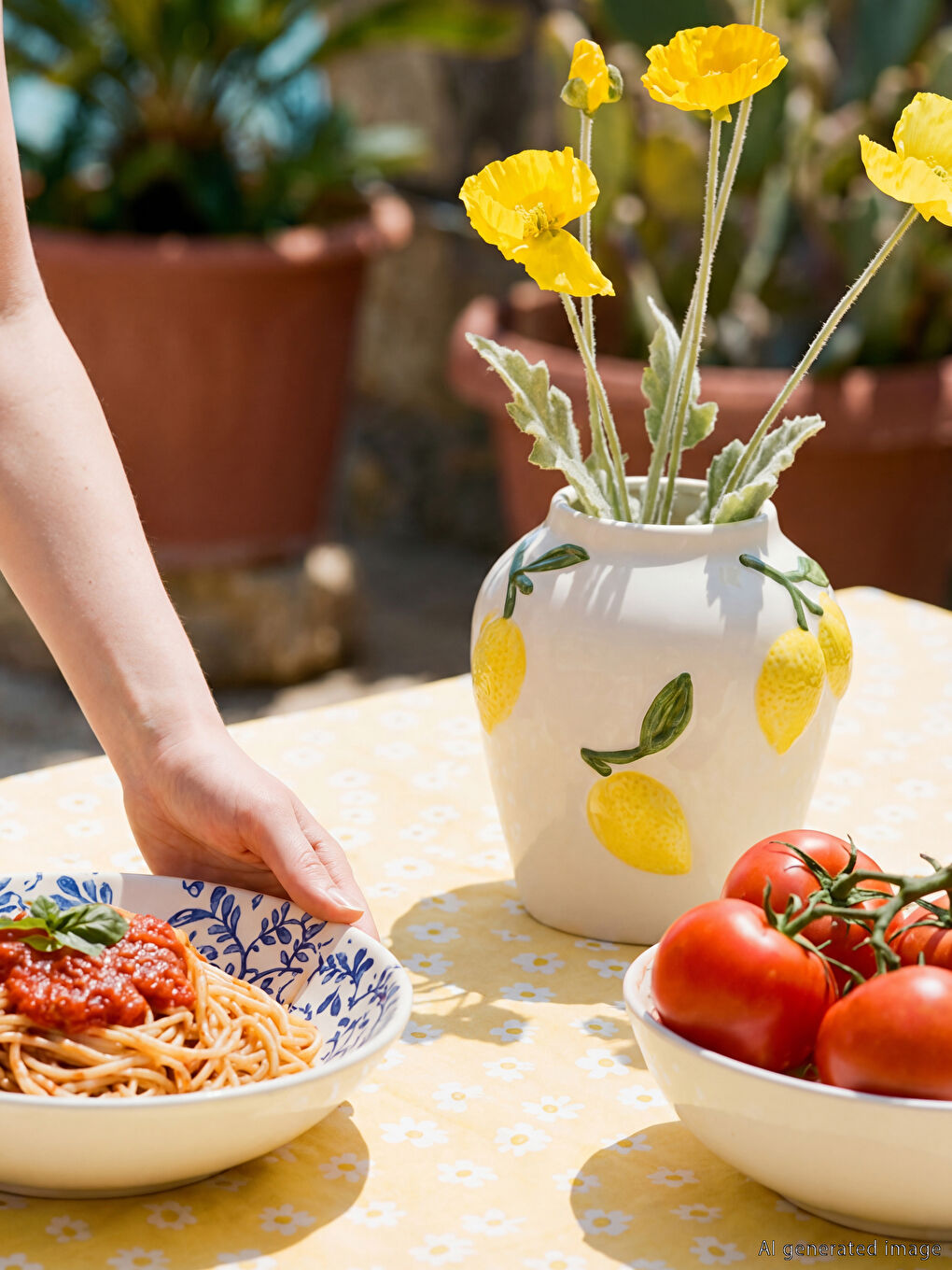Vase en céramique à motif citron