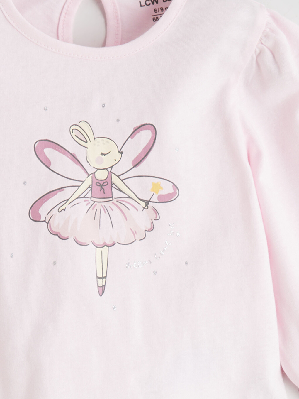 Pembe Bisiklet Yaka Baskılı Kız Bebek Tişört-2