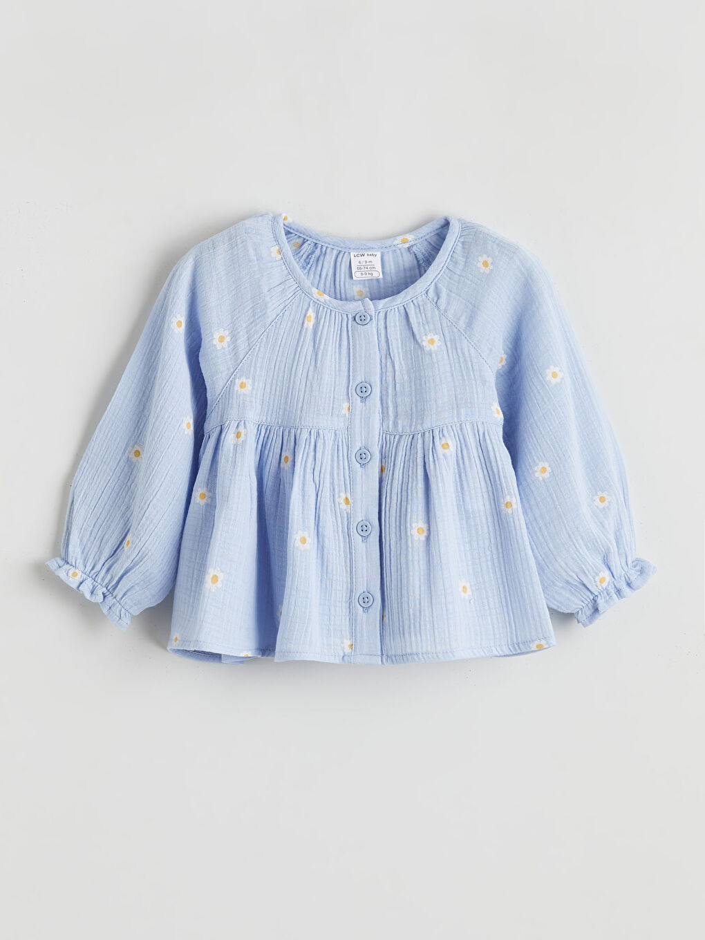 Mavi Çiçekli Kız Bebek Gömlek ve Pantolon-1