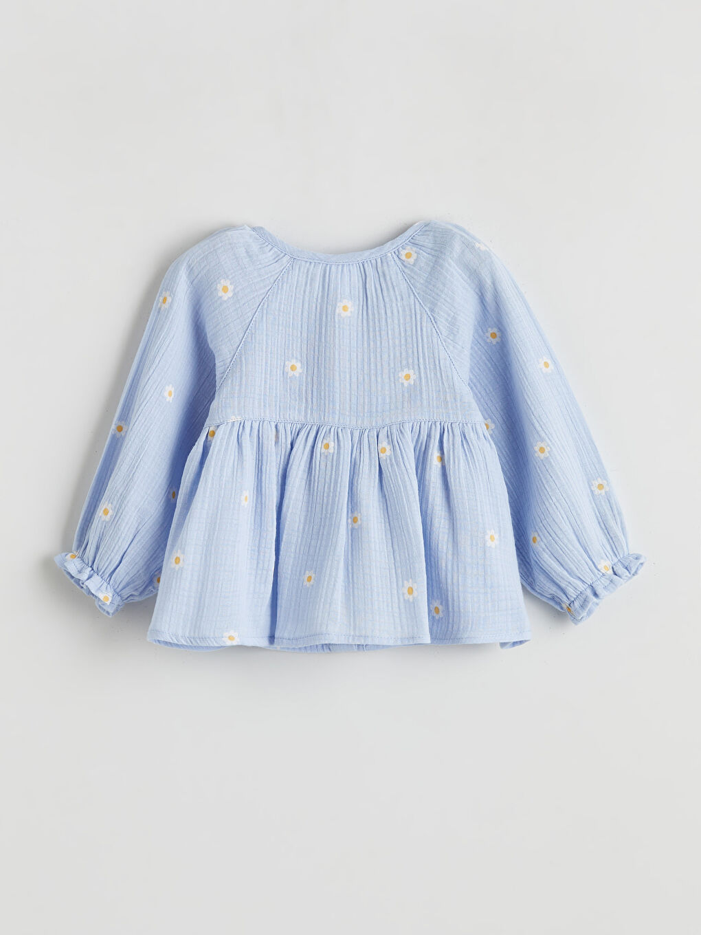 Mavi Çiçekli Kız Bebek Gömlek ve Pantolon-2