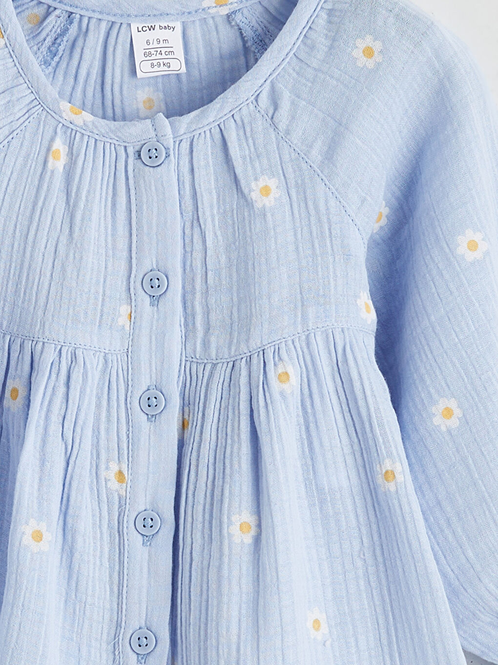 Mavi Çiçekli Kız Bebek Gömlek ve Pantolon-5