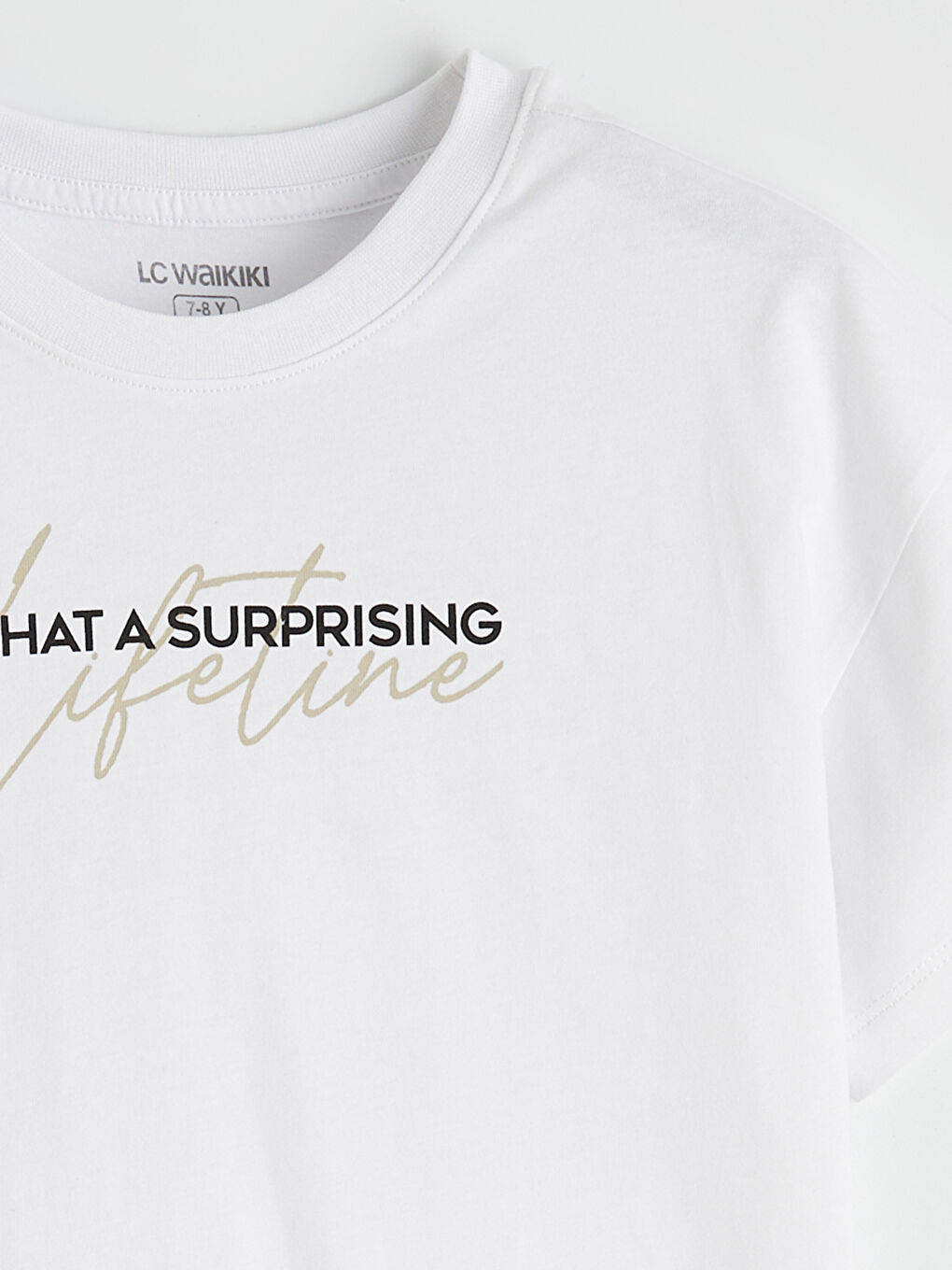 Beyaz Bisiklet Yaka Baskılı Erkek Çocuk Tişört-1