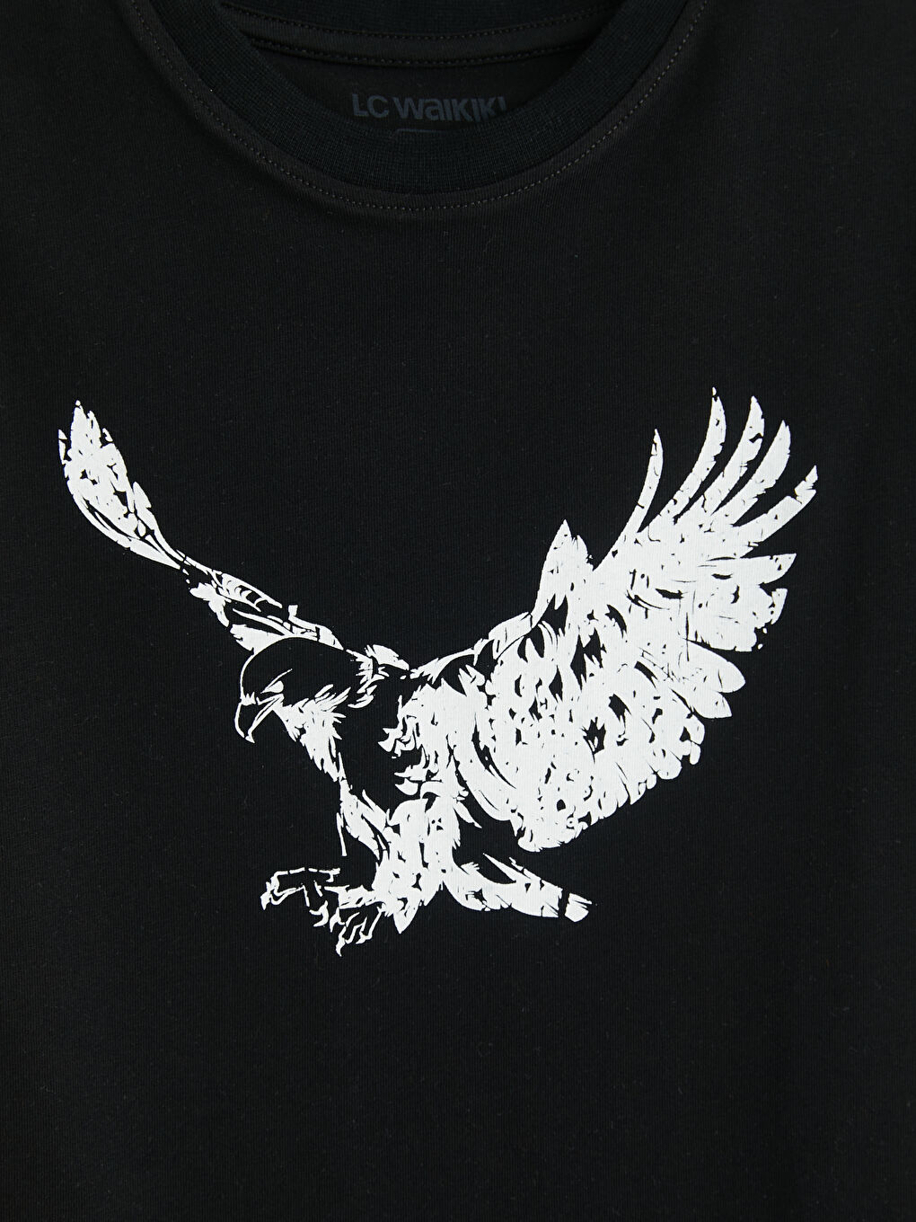 Siyah Bisiklet Yaka Baskılı Erkek Çocuk Tişört-2