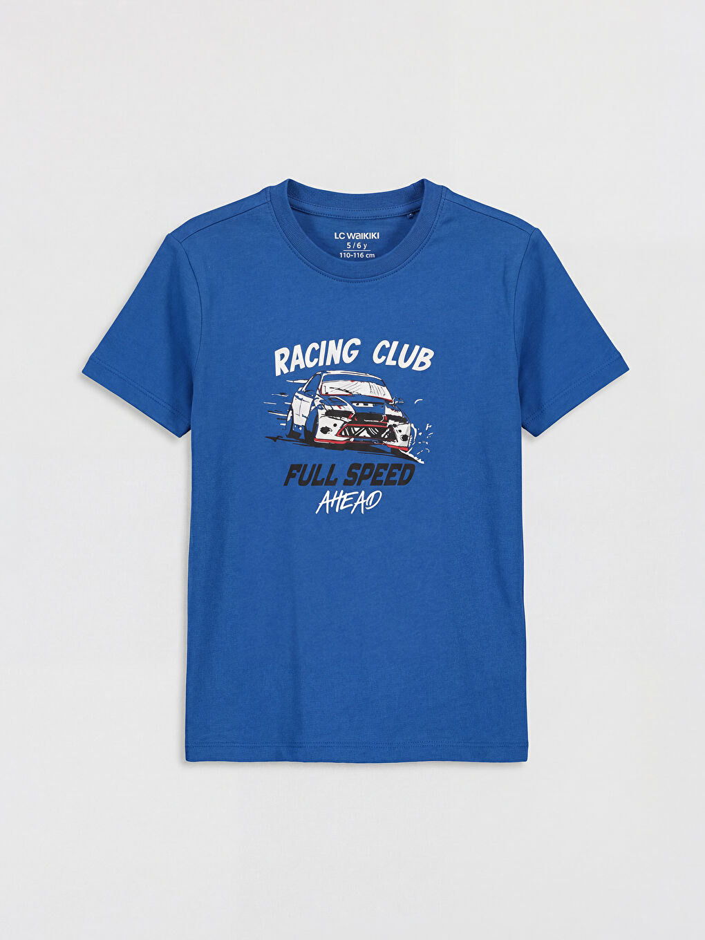 Mavi Bisiklet Yaka Baskılı Erkek Çocuk Tişört