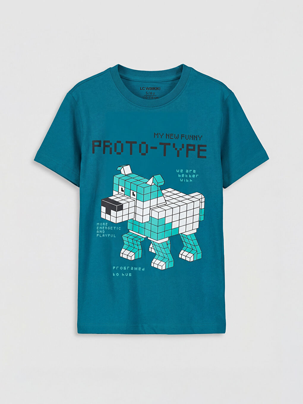 Turkuaz Bisiklet Yaka Kısa Kollu Baskılı Erkek Çocuk Tişört