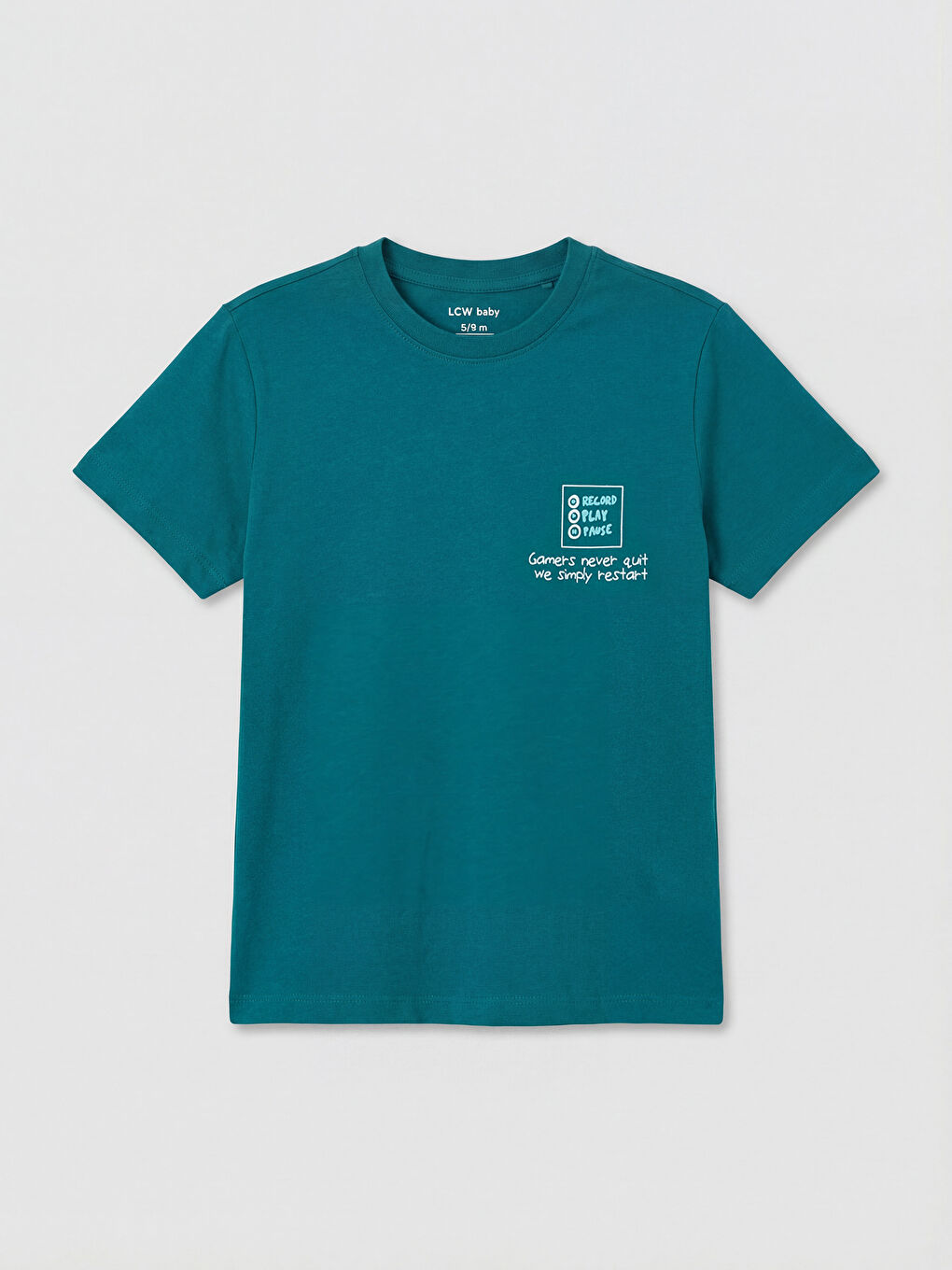 Yeşil Bisiklet Yaka Baskılı Erkek Çocuk Tişört