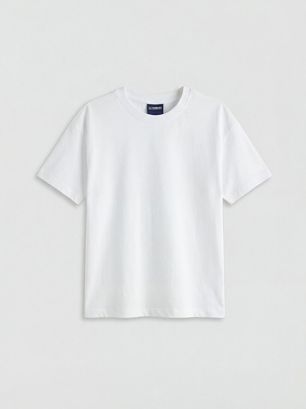 Beyaz Bisiklet Yaka Erkek Çocuk Tişört