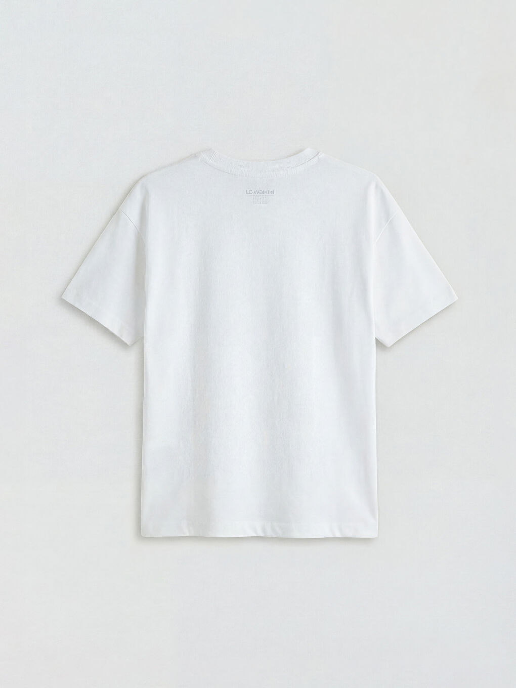 Beyaz Bisiklet Yaka Erkek Çocuk Tişört-1