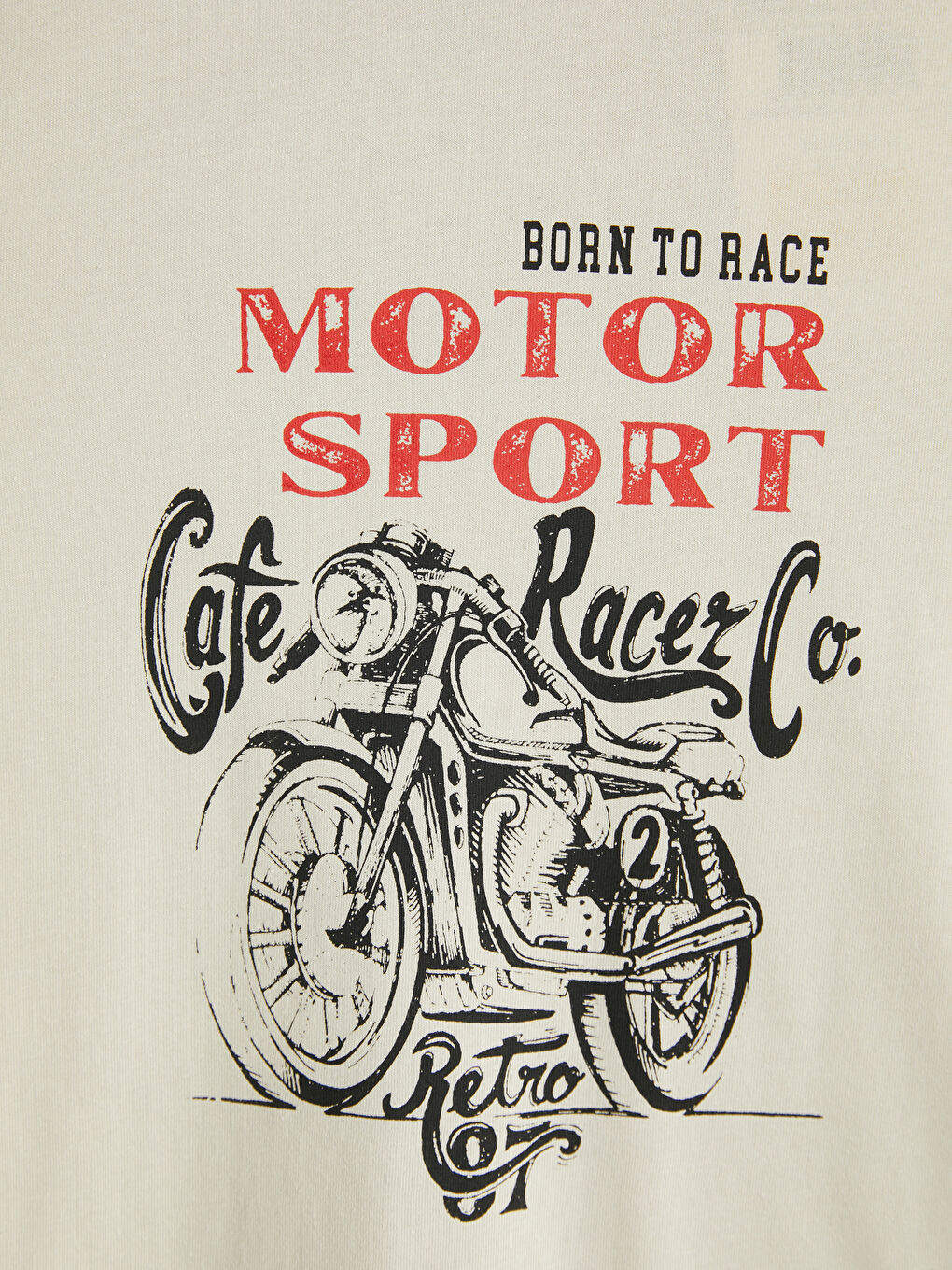 Bej Bisiklet Yaka Baskılı Erkek Çocuk Tişört-2