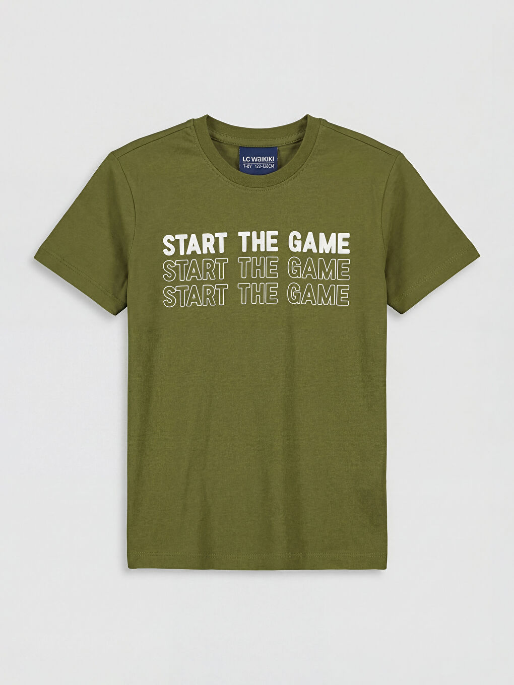Haki Slogan Baskılı Erkek Çocuk Tişört