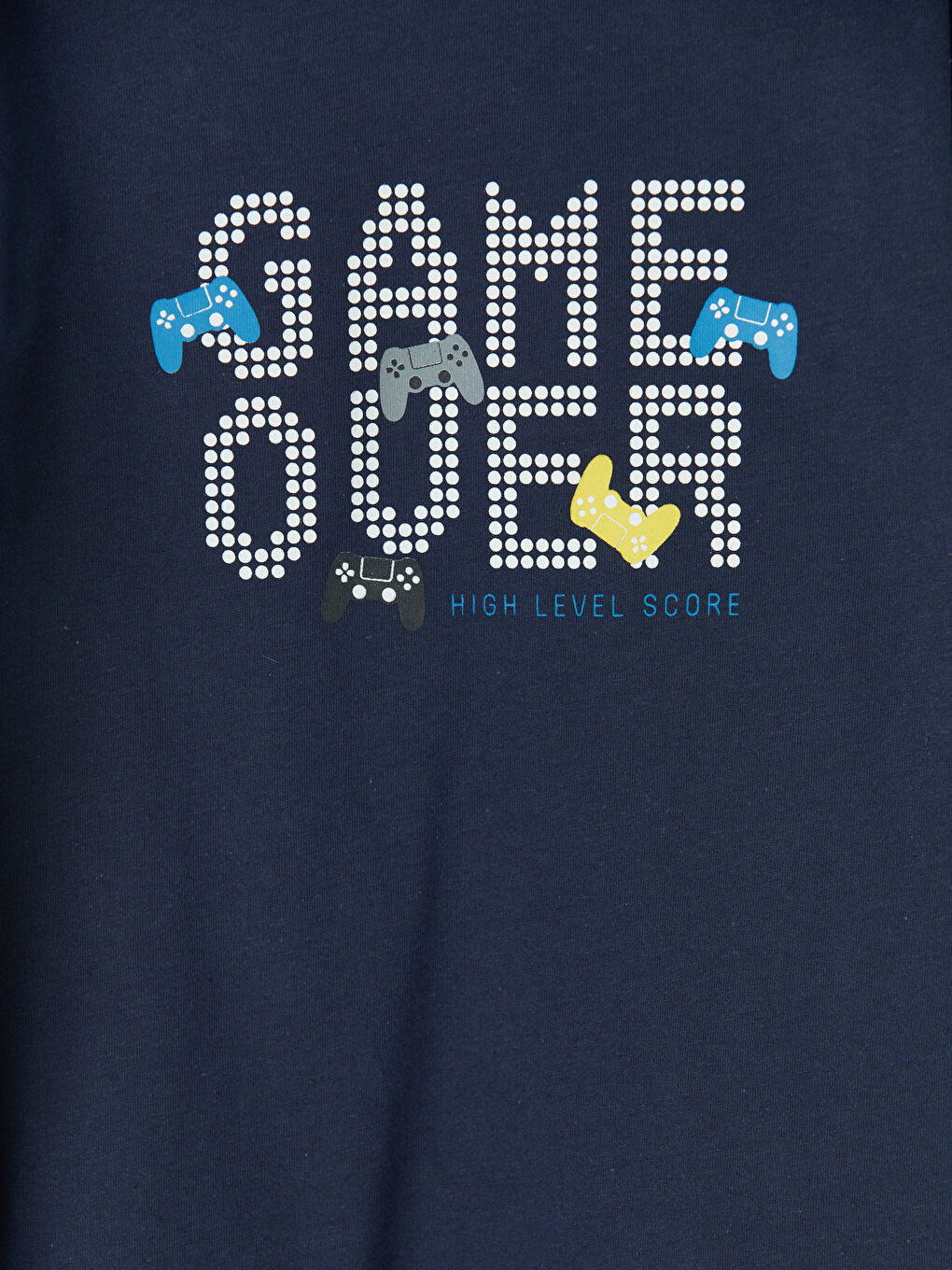 Lacivert Bisiklet Yaka Baskılı Erkek Çocuk Tişört-2