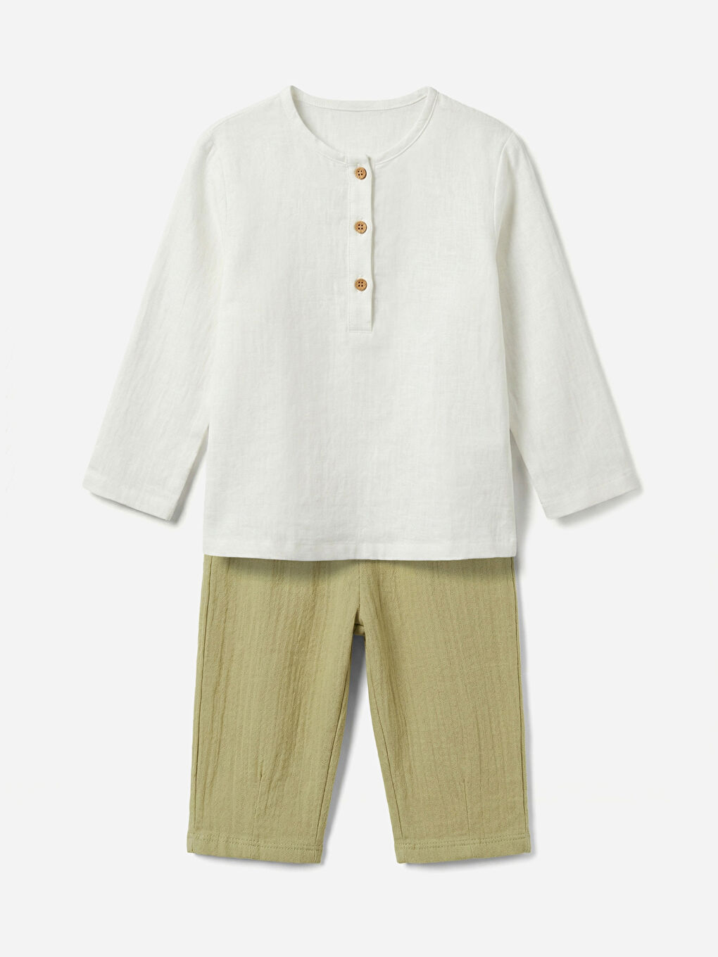 Ekru Erkek Bebek Hakim Yaka Gömlek ve Pantolon