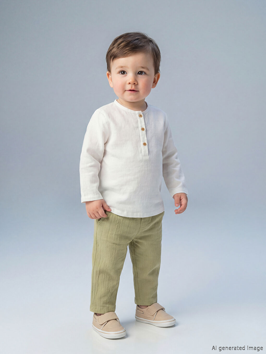 Baby Boys' Grandad Collar Shirt and Trousers-1