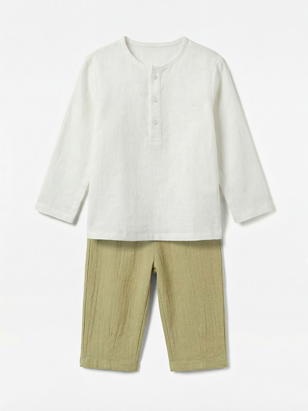 Ekru Erkek Bebek Hakim Yaka Gömlek ve Pantolon-3