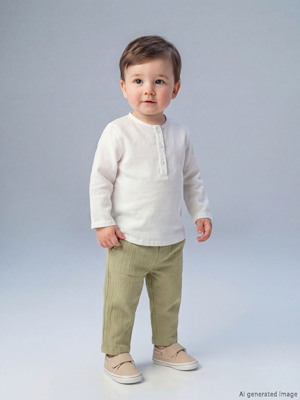 Ekru Erkek Bebek Hakim Yaka Gömlek ve Pantolon-1