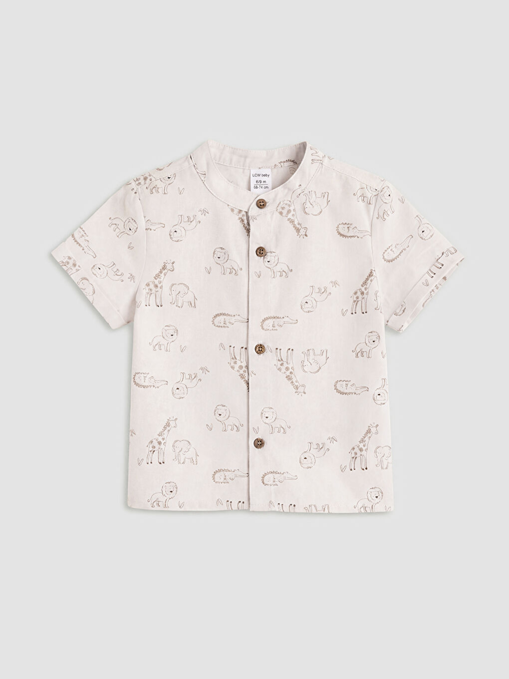 Ekru Hayvan Desenli Erkek Bebek Gömlek ve Şort-2