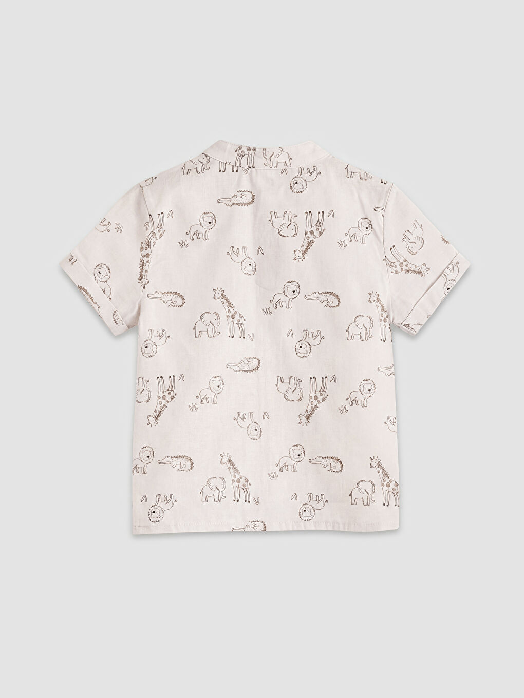 Ekru Hayvan Desenli Erkek Bebek Gömlek ve Şort-4