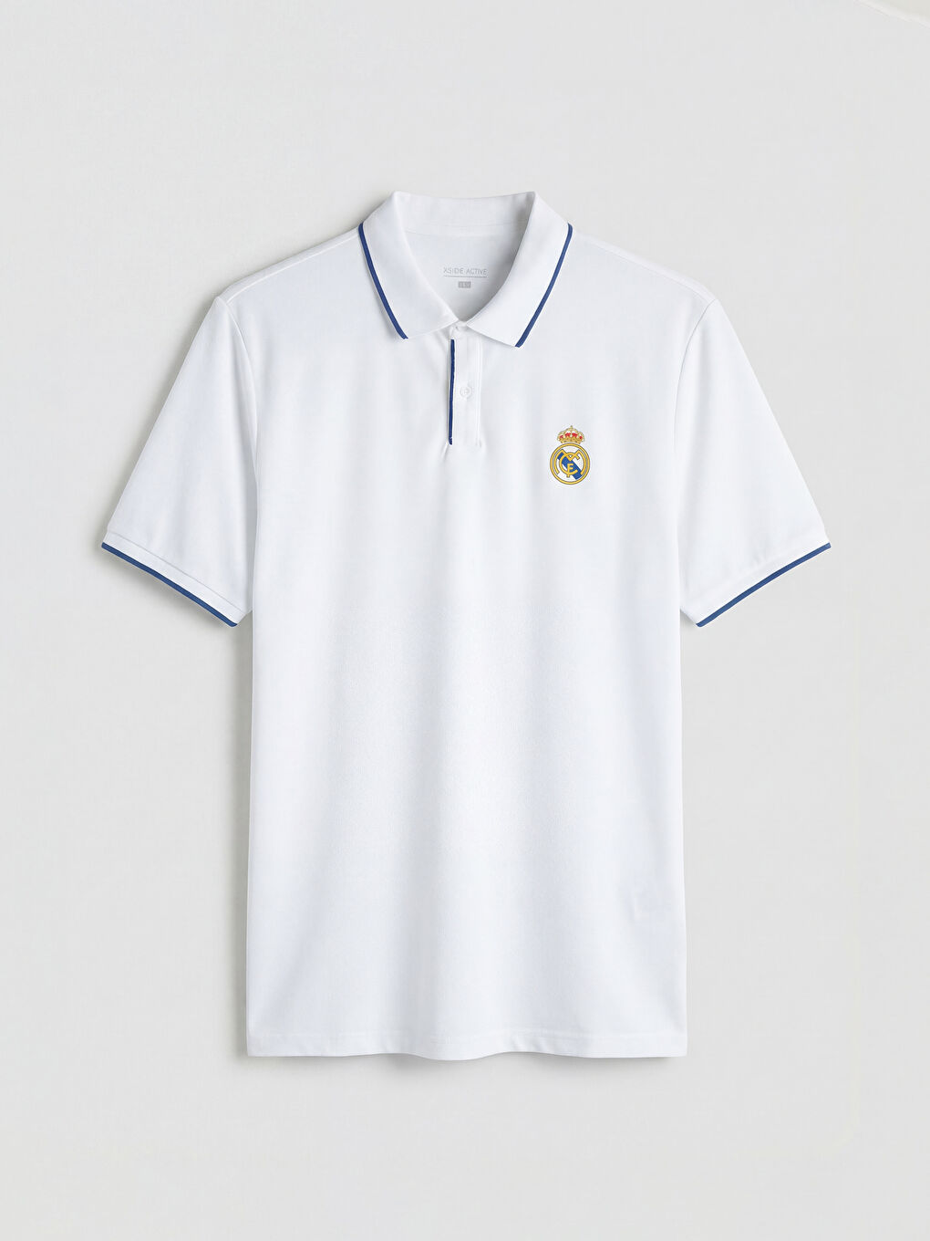 Beyaz Polo Yaka Real Madrid Nakışlı Erkek Spor Tişört