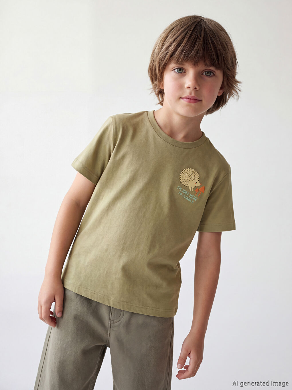 Crew Neck Printed Boys' T-Shirt-1