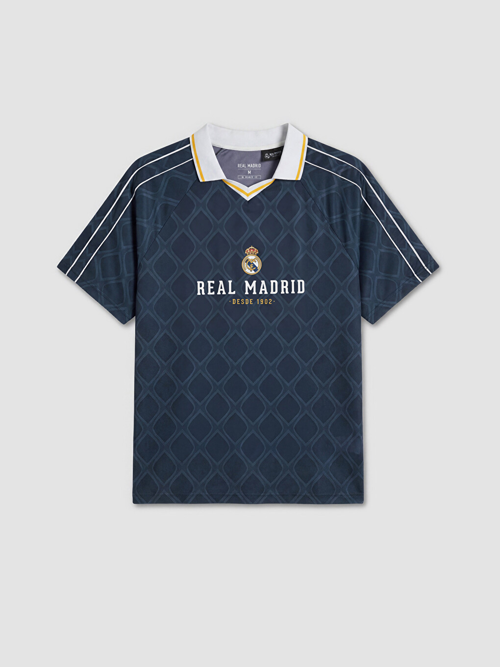 Mavi Polo Yaka Real Madrid Baskılı Erkek Spor Tişört-1