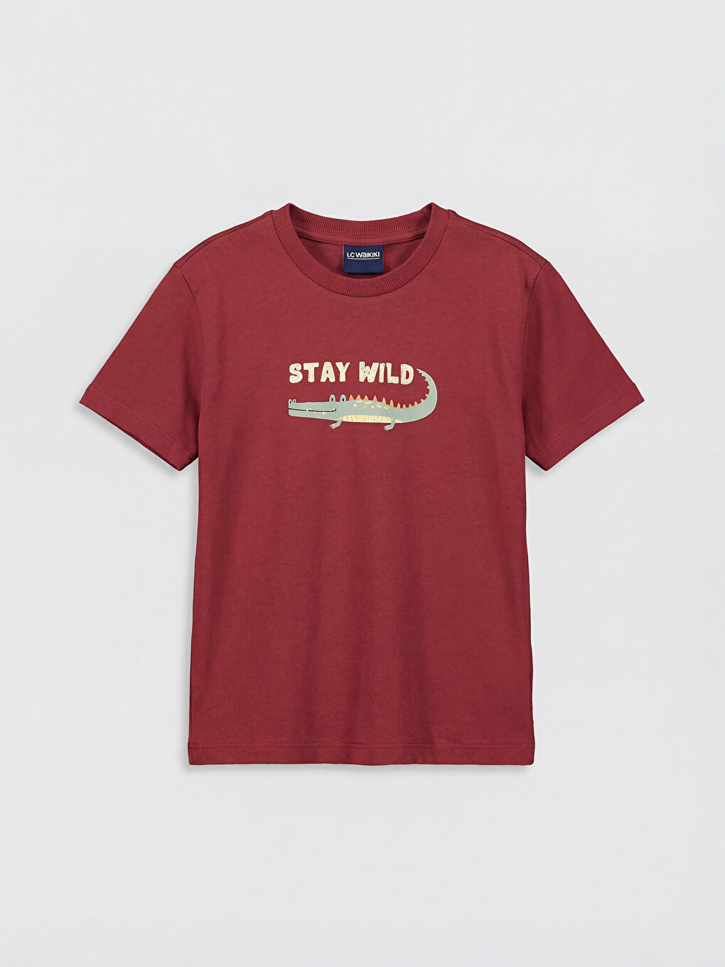 Kırmızı Bisiklet Yaka Baskılı Erkek Çocuk Tişört