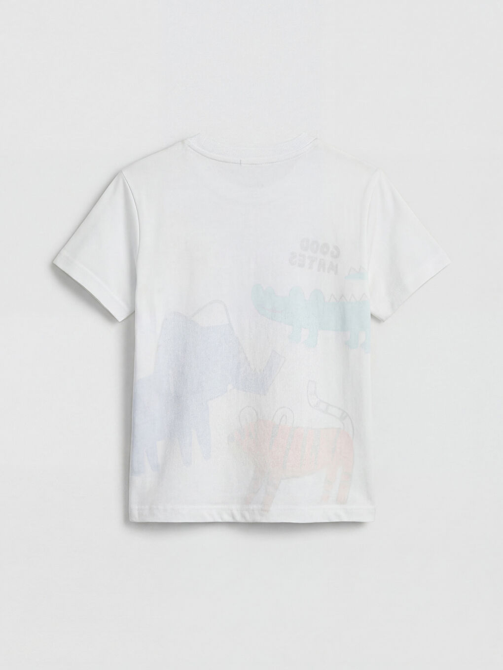 Beyaz Hayvan Baskılı Erkek Çocuk Tişört-1