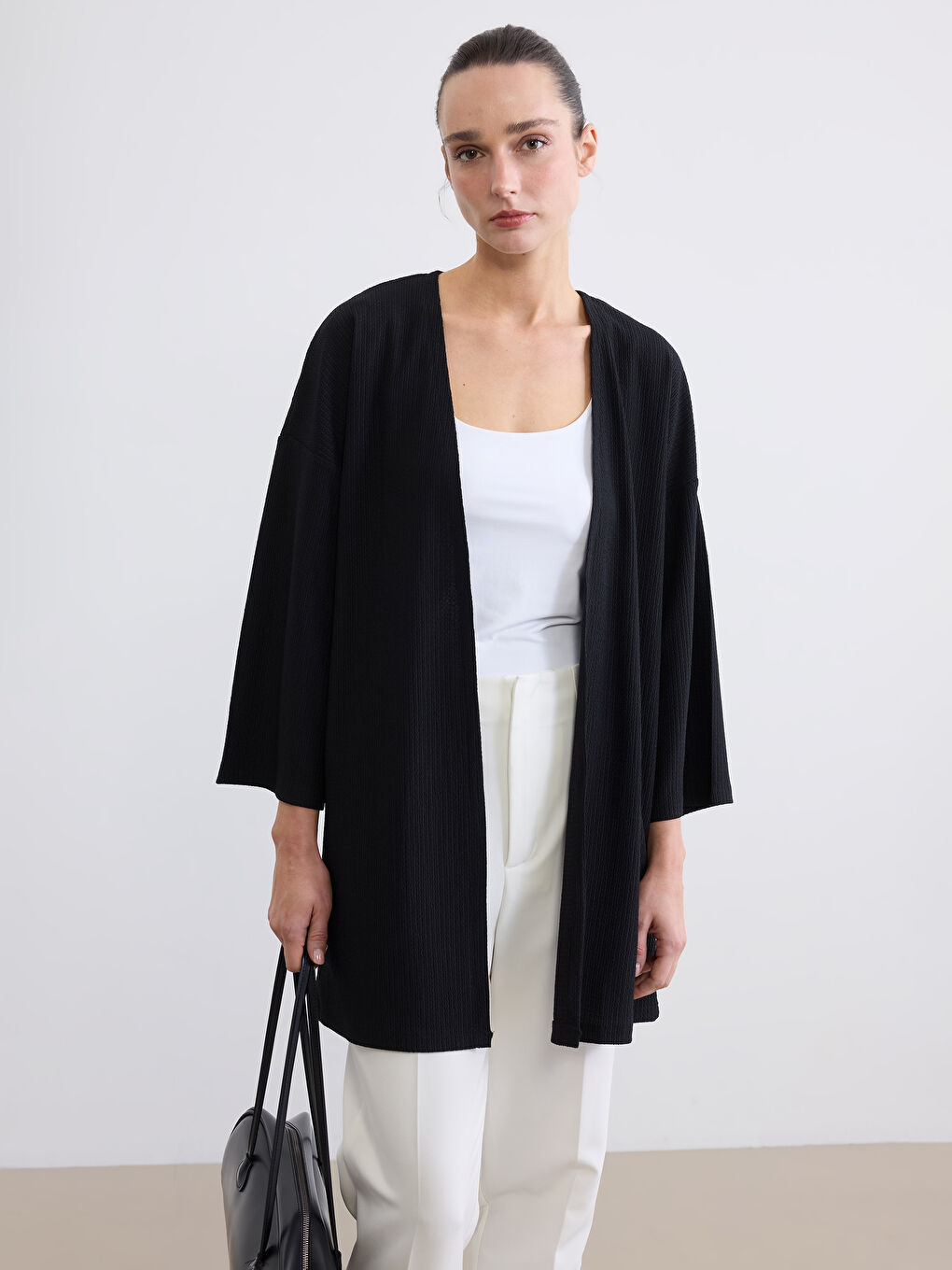 Shawl Collar Ribbed Women's Cardigan