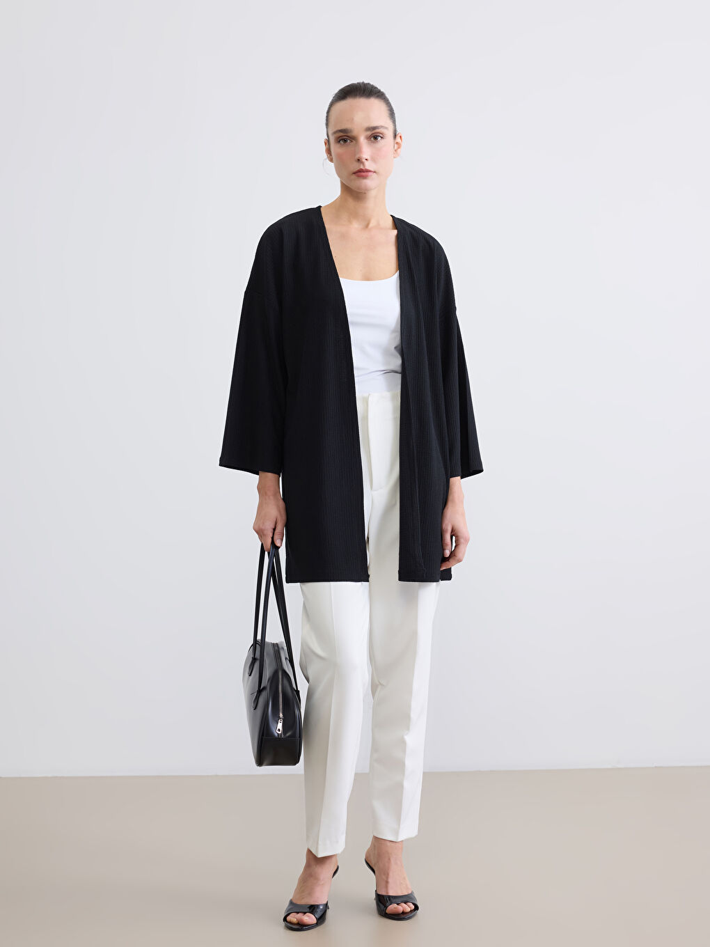 Shawl Collar Ribbed Women's Cardigan-1