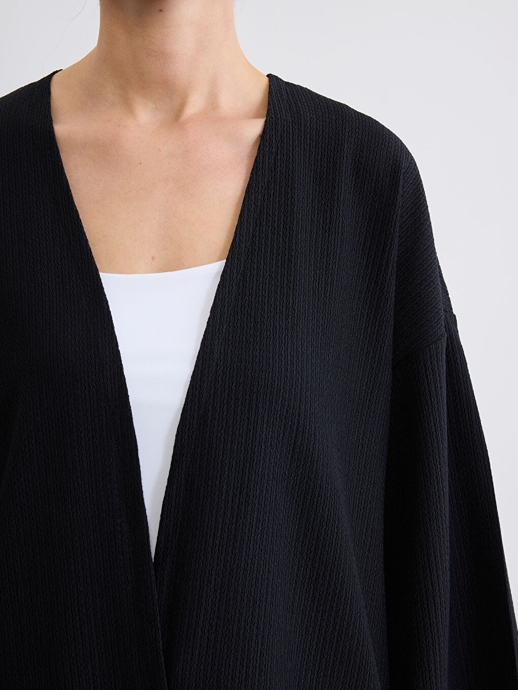 Shawl Collar Ribbed Women's Cardigan-2