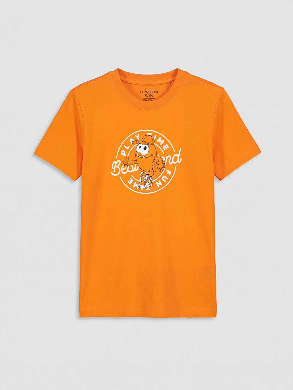 Turuncu Bisiklet Yaka Baskılı Erkek Çocuk Tişört