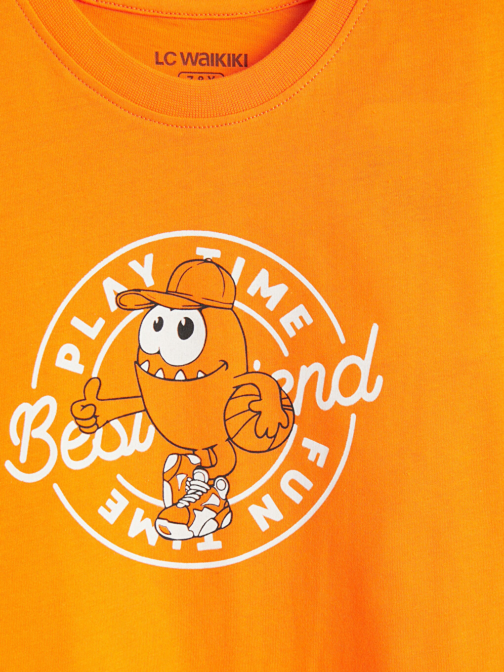 Turuncu Bisiklet Yaka Baskılı Erkek Çocuk Tişört-2
