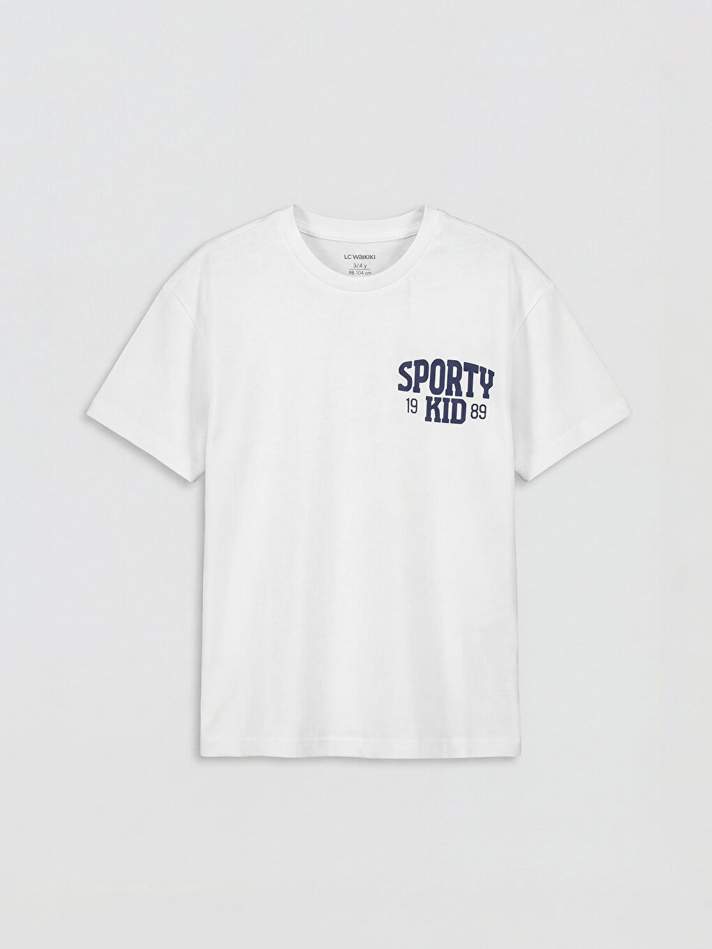 Beyaz Bisiklet Yaka Baskılı Erkek Çocuk Tişört