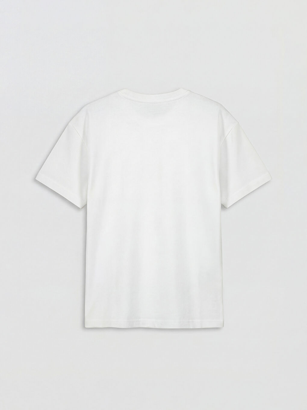 Beyaz Bisiklet Yaka Baskılı Erkek Çocuk Tişört-1