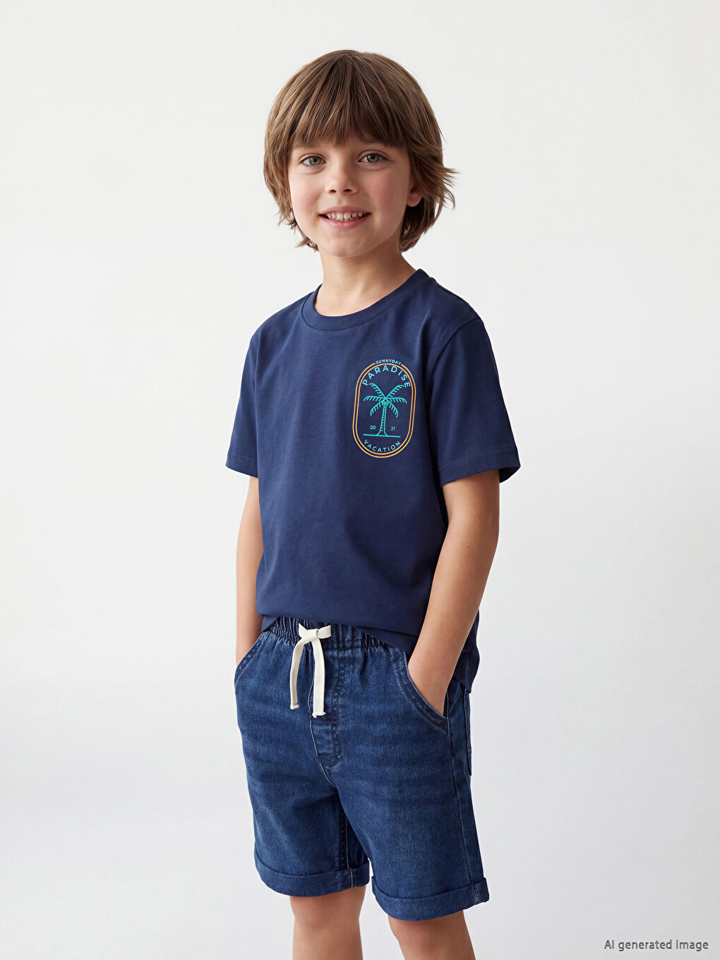 Crew Neck Printed Boys' T-Shirt-1