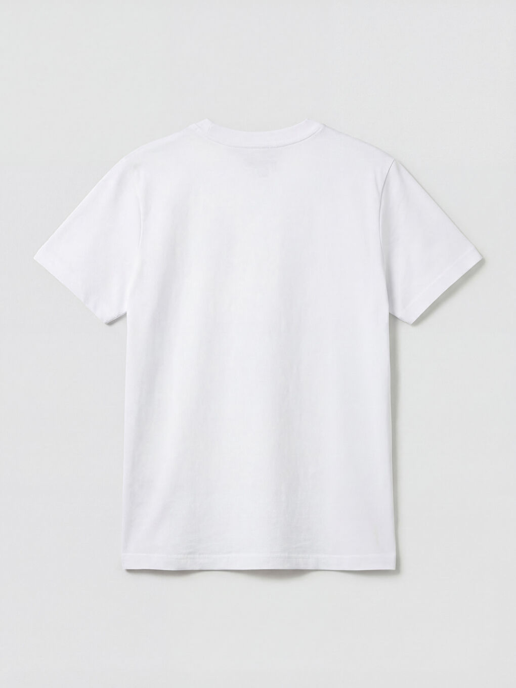 Beyaz Bisiklet Yaka Baskılı Erkek Çocuk Tişört-1