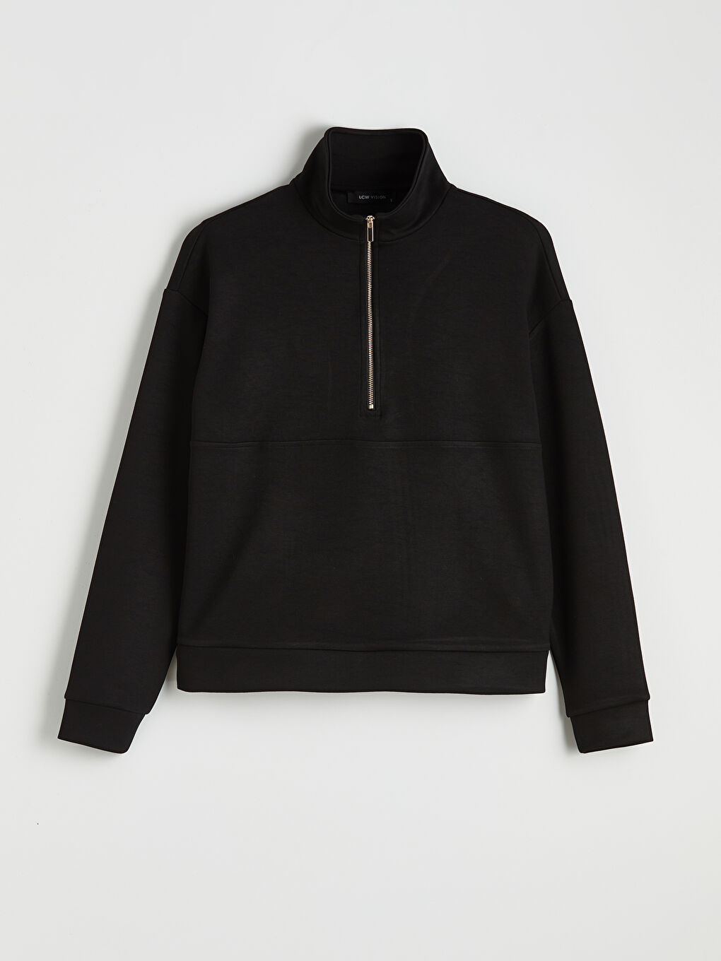 Siyah Dik Yaka Soft Touch Kadın Sweatshirt