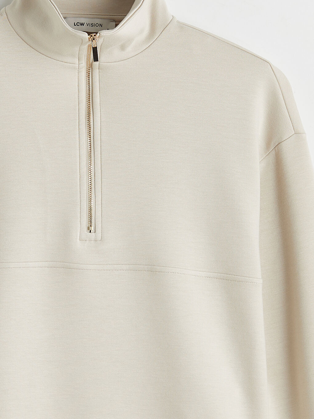 Gri Dik Yaka Soft Touch Kadın Sweatshirt	-5