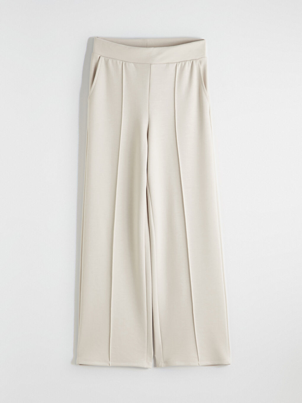 Gri Beli Lastikli Geniş Paça Kadın Eşofman Altı-4