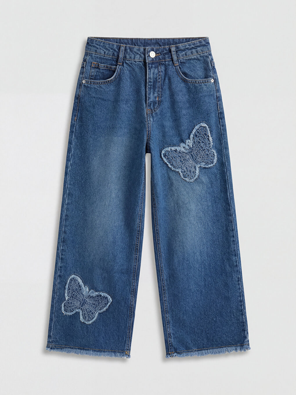 Regular Fit Embroidered Girls' Jeans