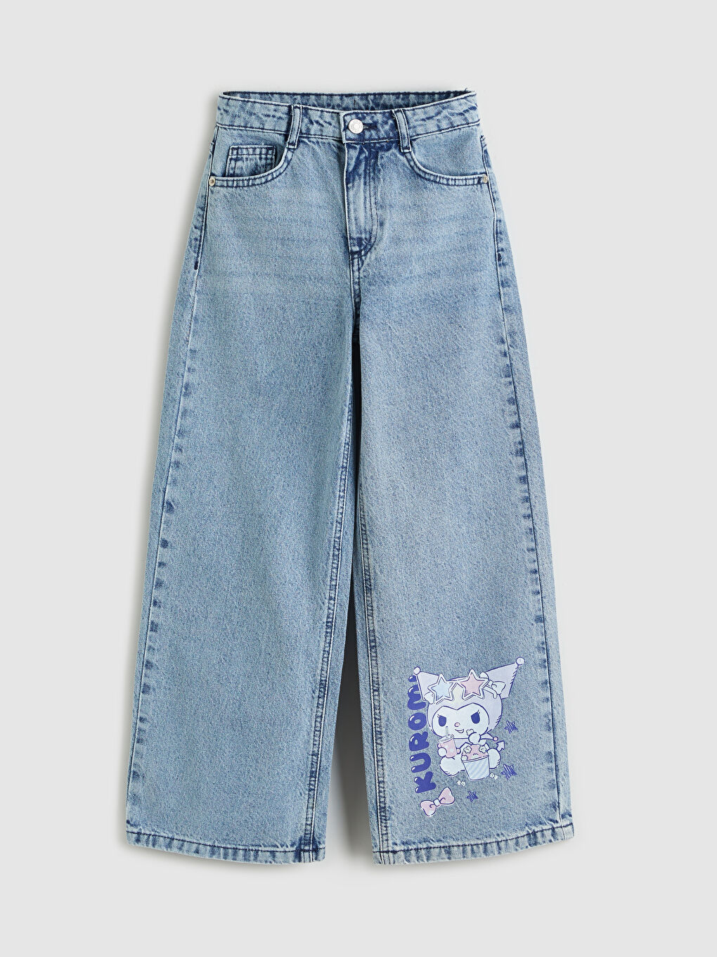 جينز واسع للبنات بطبعة كورومي