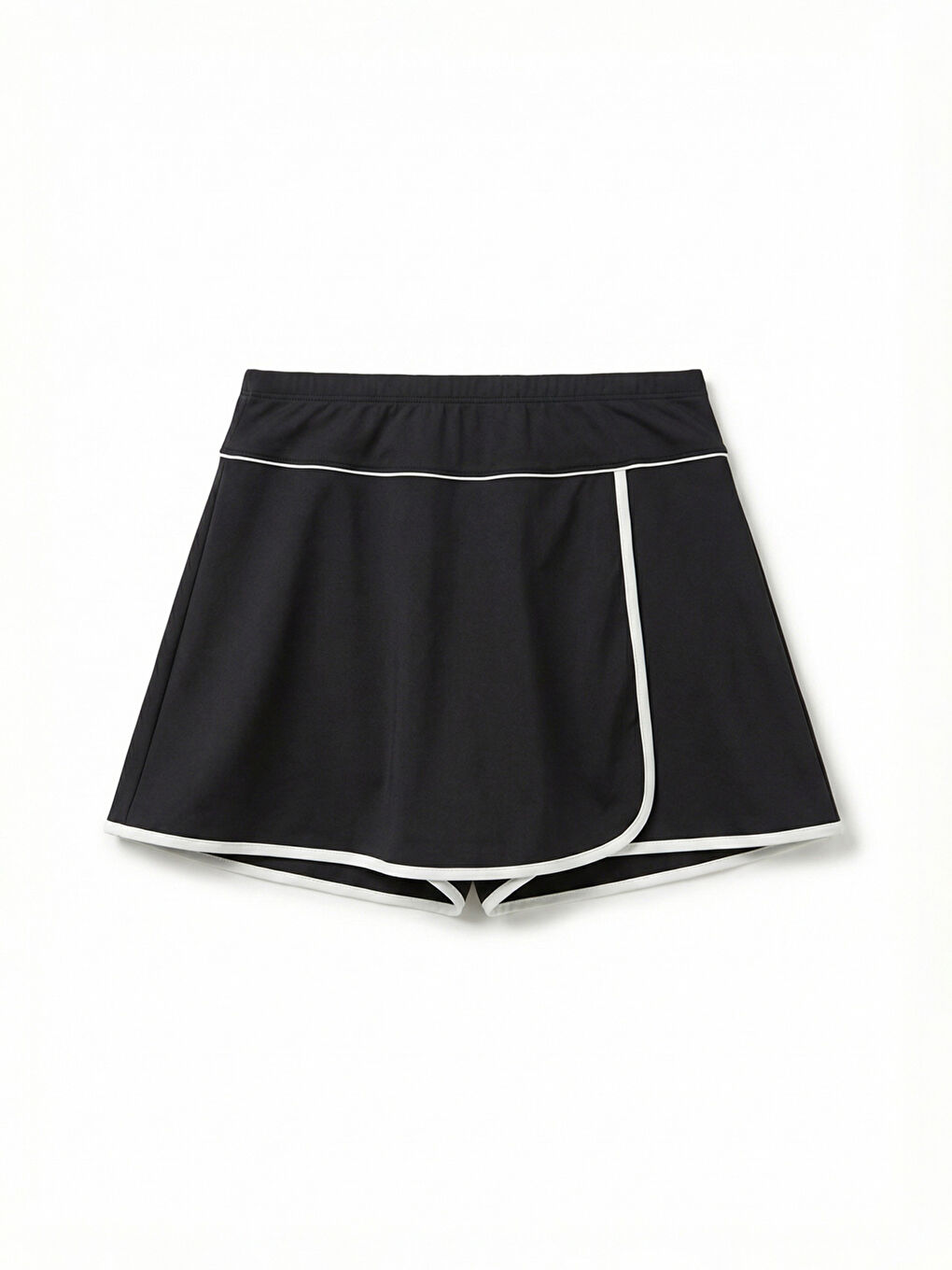 Siyah Beli Lastikli Kadın Yüzme Şort Etek	