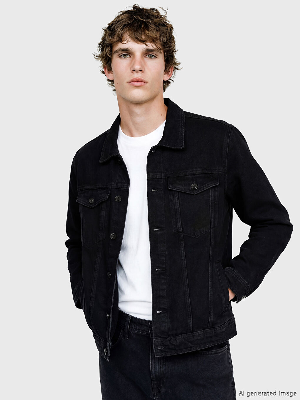 Siyah Standart Kalıp Erkek Gömlek Ceket-1