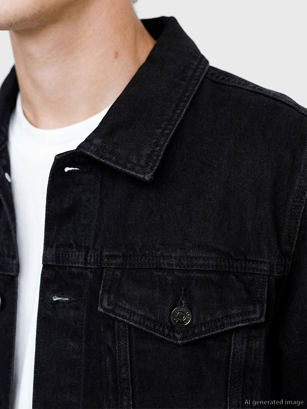 Siyah Standart Kalıp Erkek Gömlek Ceket-2