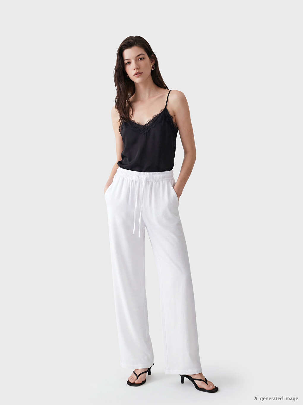 Elastic Waist Wide Leg Women's Trousers